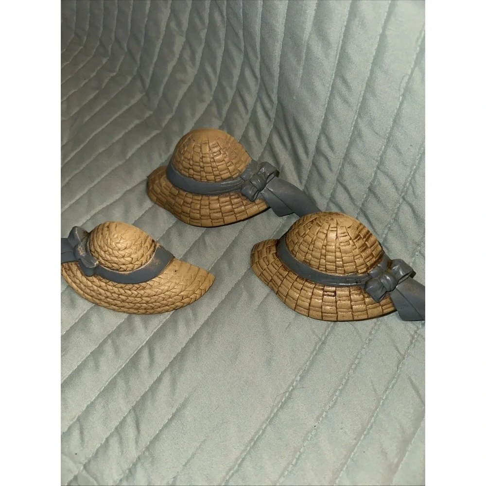 Homco Home Interiors Vtg 1987 Burwood Blue Bonnet Straw Hats Wall Hanging Decor